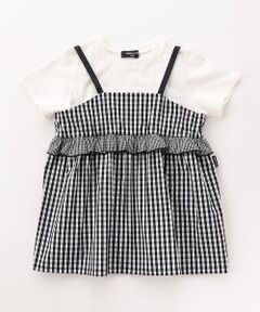 COMME CA ISM / コムサイズム Tシャツ | ギンガムチェック キャミソールセットTシャツ