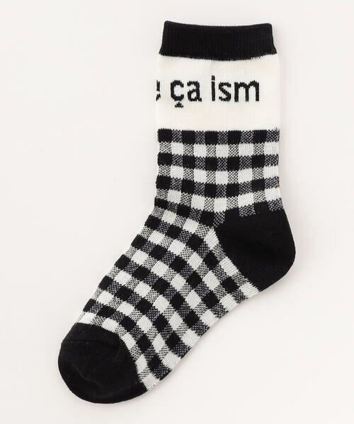 COMME CA ISM / コムサイズム ソックス | ロゴ×ギンガムチェック クルーソックス | 詳細1
