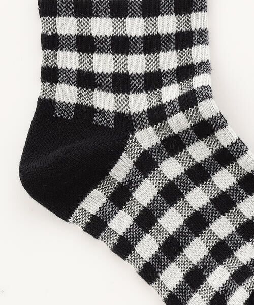 COMME CA ISM / コムサイズム ソックス | ロゴ×ギンガムチェック クルーソックス | 詳細3