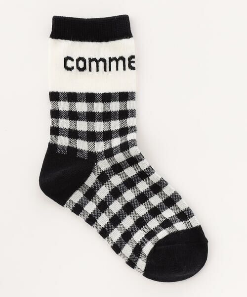 COMME CA ISM / コムサイズム ソックス | ロゴ×ギンガムチェック クルーソックス（ブラック）