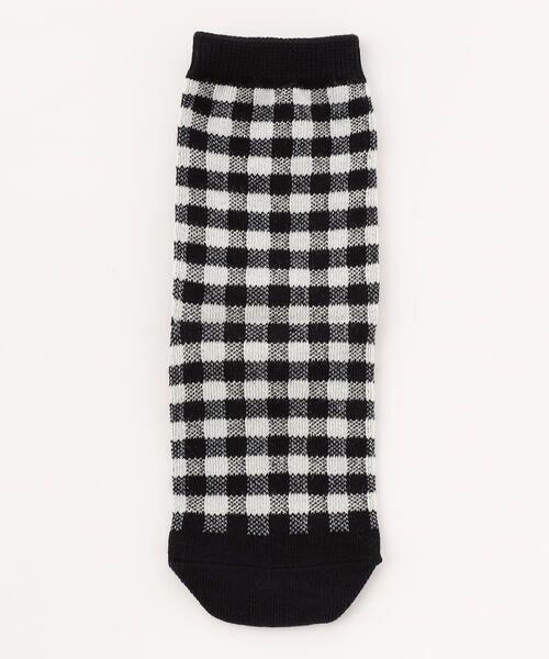COMME CA ISM / コムサイズム ソックス | バックロゴ ギンガムチェック クルーソックス（ブラック）