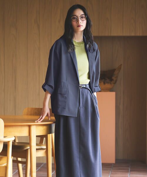 COMME CA ISM / コムサイズム テーラードジャケット | リネンライク ドローストリングス シャツジャケット / セットアップ対応 | 詳細1