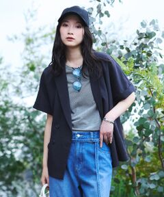 COMME CA ISM / コムサイズム テーラードジャケット | リネンライク 半袖シャツジャケット / セットアップ対応