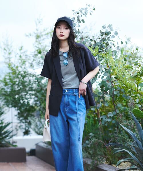 COMME CA ISM / コムサイズム テーラードジャケット | リネンライク 半袖シャツジャケット / セットアップ対応 | 詳細1