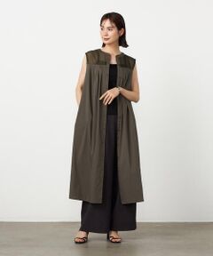COMME CA ISM / コムサイズム ミニ丈・ひざ丈ワンピース | コットンナイロンストレッチタイプライター スリーブレスシャツワンピース