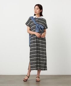 COMME CA ISM / コムサイズム ロング・マキシ丈ワンピース | マルチボーダー ラガーワンピース