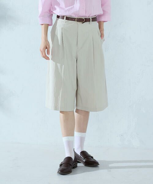 COMME CA ISM / コムサイズム ショート・ハーフ・半端丈パンツ | コットンナイロンウェザー ハーフパンツ（ベージュ）
