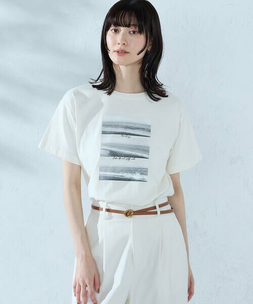 COMME CA ISM / コムサイズム カットソー | フォトプリント Tシャツ（アイボリー）