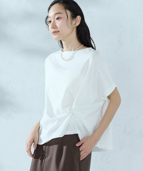 COMME CA ISM / コムサイズム カットソー | 【接触冷感】ツイストタック Tシャツ　（ホワイト）