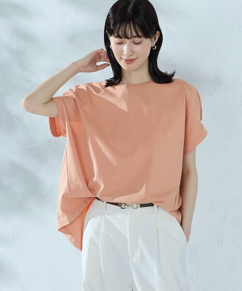 COMME CA ISM / コムサイズム カットソー | 【接触冷感】バックタック Tシャツ（オレンジ）