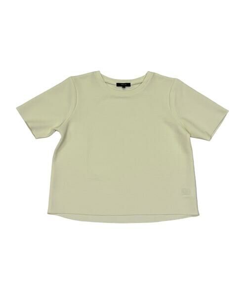COMME CA ISM / コムサイズム カットソー | クルーネック ストレッチプリーツTシャツ / セットアップ対応（アイボリー）