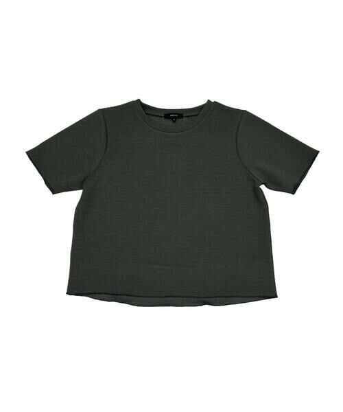 COMME CA ISM / コムサイズム カットソー | クルーネック ストレッチプリーツTシャツ / セットアップ対応（チャコール）