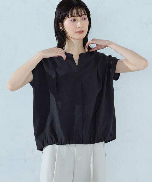 COMME CA ISM / コムサイズム シャツ・ブラウス | ノースリーブ タックブラウス（チャコール）