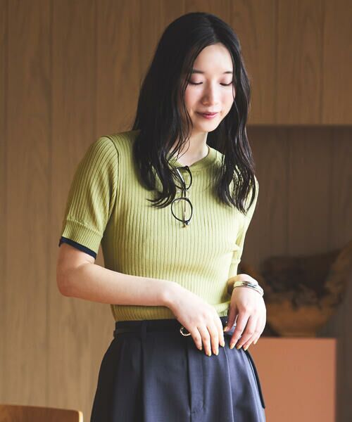 COMME CA ISM / コムサイズム ニット・セーター | レイヤードデザイン リブニット（グリーン）