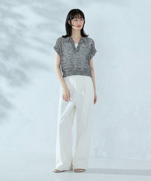 COMME CA ISM / コムサイズム ニット・セーター | ミックスカラーメッシュ 襟付きジップニット | 詳細2