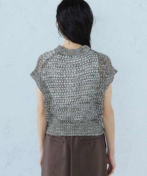 COMME CA ISM / コムサイズム ニット・セーター | ミックスカラーメッシュ 襟付きジップニット | 詳細11