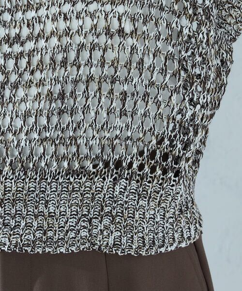 COMME CA ISM / コムサイズム ニット・セーター | ミックスカラーメッシュ 襟付きジップニット | 詳細14