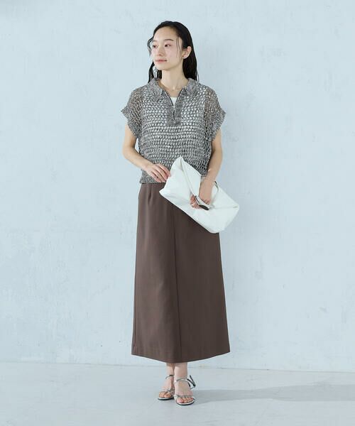 COMME CA ISM / コムサイズム ニット・セーター | ミックスカラーメッシュ 襟付きジップニット | 詳細6