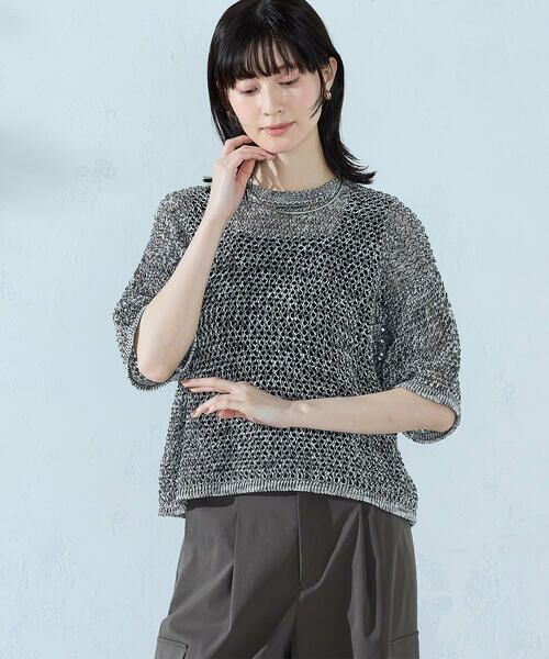 COMME CA ISM / コムサイズム ニット・セーター | ミックスカラーメッシュニット Ｔシャツ | 詳細3