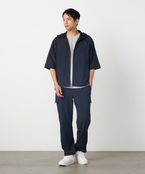 COMME CA ISM / コムサイズム ブルゾン | デニムライクストレッチ 5分袖フーデッドブルゾン | 詳細1