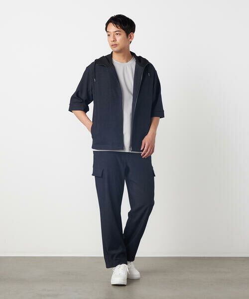 COMME CA ISM / コムサイズム ブルゾン | デニムライクストレッチ 5分袖フーデッドブルゾン | 詳細2