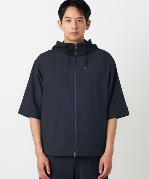COMME CA ISM / コムサイズム ブルゾン | デニムライクストレッチ 5分袖フーデッドブルゾン | 詳細7
