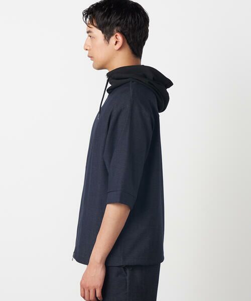 COMME CA ISM / コムサイズム ブルゾン | デニムライクストレッチ 5分袖フーデッドブルゾン | 詳細8