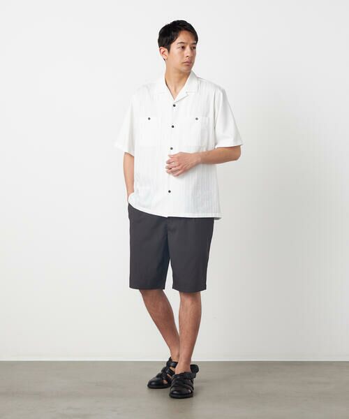 COMME CA ISM / コムサイズム シャツ・ブラウス | ドビーオックス×カラミストライプ 半袖キューバシャツ | 詳細1