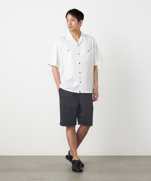 COMME CA ISM / コムサイズム シャツ・ブラウス | ドビーオックス×カラミストライプ 半袖キューバシャツ | 詳細2