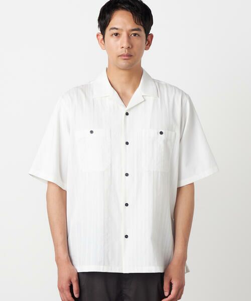 COMME CA ISM / コムサイズム シャツ・ブラウス | ドビーオックス×カラミストライプ 半袖キューバシャツ | 詳細4