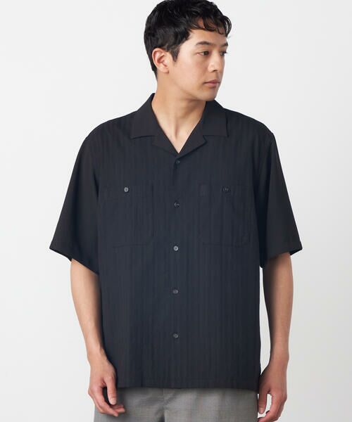 COMME CA ISM / コムサイズム シャツ・ブラウス | ドビーオックス×カラミストライプ 半袖キューバシャツ | 詳細15