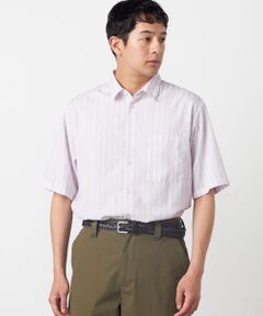 COMME CA ISM / コムサイズム シャツ・ブラウス | ポリエステルレーヨン シアーカラーストライプ ショートポイントカラー 半袖シャツ