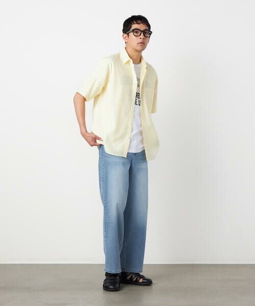 COMME CA ISM / コムサイズム シャツ・ブラウス | ポリエステルレーヨン シアーカラーストライプ ショートポイントカラー 半袖シャツ | 詳細2