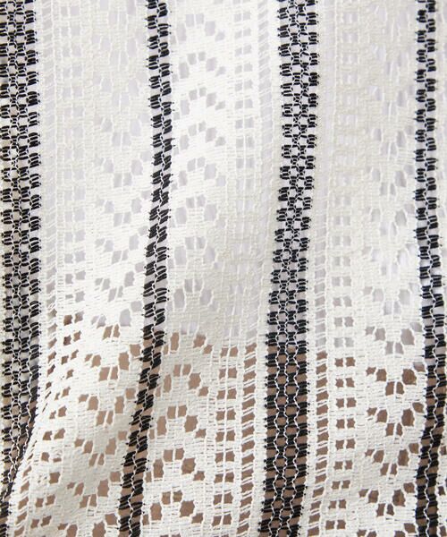 COMME CA ISM / コムサイズム シャツ・ブラウス | クロシェ編み風 ストライプ柄レース ショートポイントカラーシャツ | 詳細13