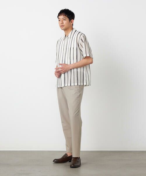 COMME CA ISM / コムサイズム シャツ・ブラウス | クロシェ編み風 ストライプ柄レース ショートポイントカラーシャツ | 詳細2