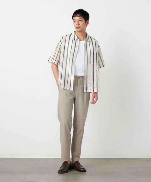 COMME CA ISM / コムサイズム シャツ・ブラウス | クロシェ編み風 ストライプ柄レース ショートポイントカラーシャツ | 詳細3