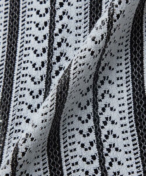 COMME CA ISM / コムサイズム シャツ・ブラウス | クロシェ編み風 ストライプ柄レース ショートポイントカラーシャツ | 詳細19