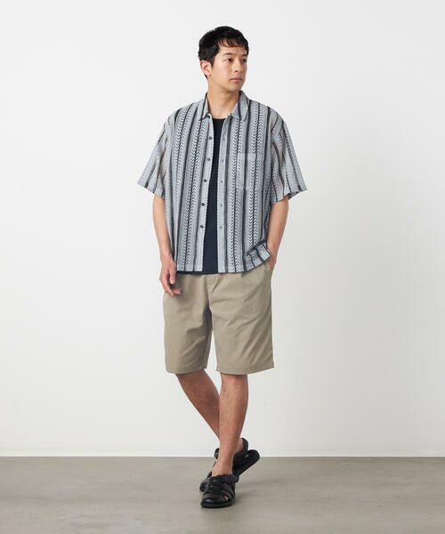 COMME CA ISM / コムサイズム シャツ・ブラウス | クロシェ編み風 ストライプ柄レース ショートポイントカラーシャツ | 詳細15