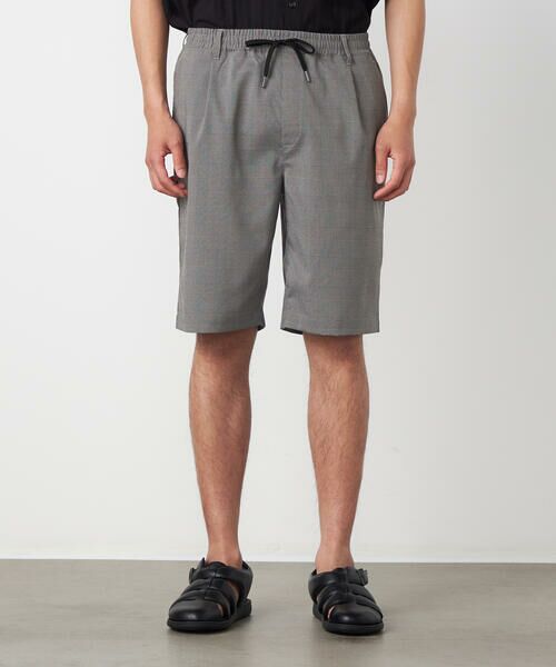 COMME CA ISM / コムサイズム ショート・ハーフ・半端丈パンツ | ポリエステルグレンチェックストレッチ ワンタックショートパンツ | 詳細5