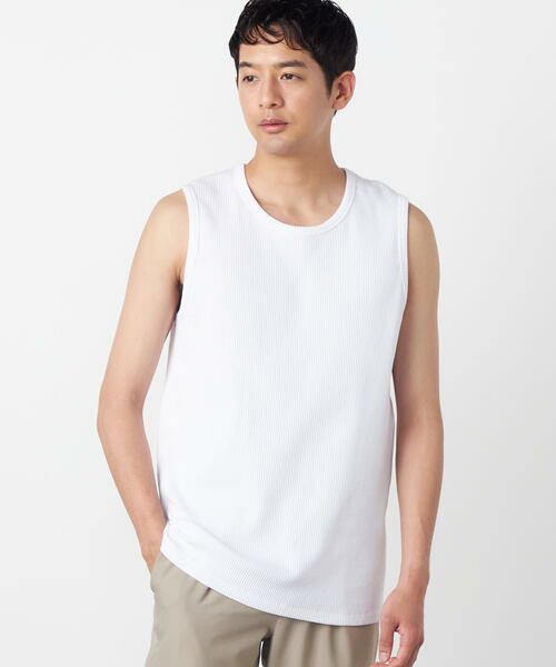 COMME CA ISM / コムサイズム タンクトップ | ストレッチテレコ タンクトップ（ホワイト）