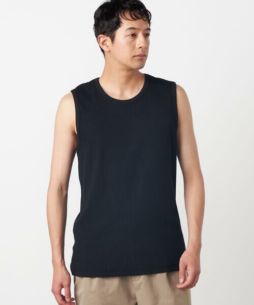 COMME CA ISM / コムサイズム タンクトップ | ストレッチテレコ タンクトップ（ブラック）