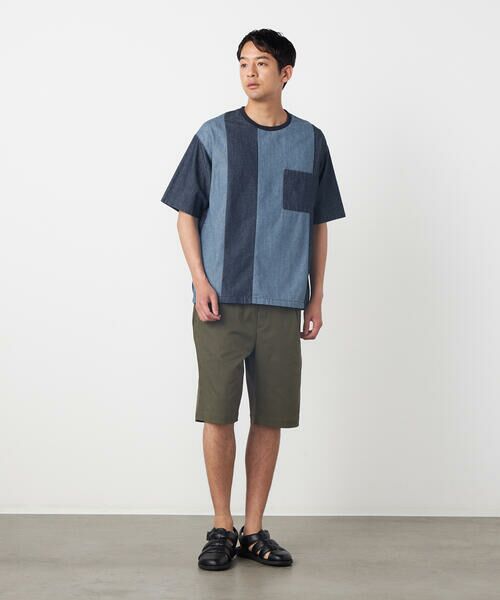 COMME CA ISM / コムサイズム Tシャツ | 6オンスコットンデニム 切り替え半袖Tシャツ | 詳細2