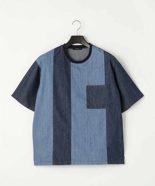 COMME CA ISM / コムサイズム Tシャツ | 6オンスコットンデニム 切り替え半袖Tシャツ | 詳細4