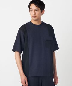 COMME CA ISM / コムサイズム カットソー | デニムライクストレッチ 半袖プルオーバー