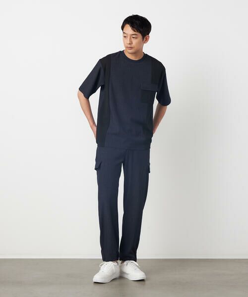 COMME CA ISM / コムサイズム カットソー | デニムライクストレッチ 半袖プルオーバー | 詳細1