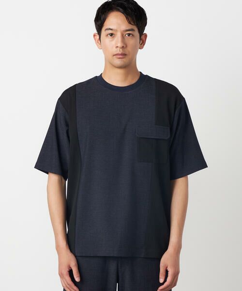 COMME CA ISM / コムサイズム カットソー | デニムライクストレッチ 半袖プルオーバー | 詳細4