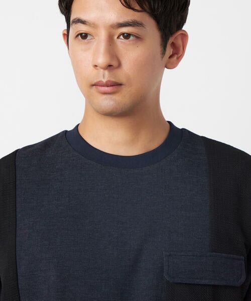 COMME CA ISM / コムサイズム カットソー | デニムライクストレッチ 半袖プルオーバー | 詳細7
