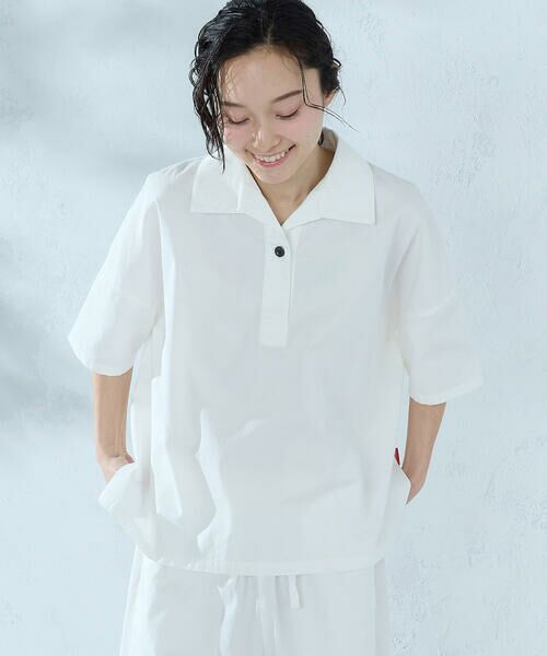 COMME CA ISM / コムサイズム シャツ・ブラウス | ツイル・デニム スキッパープルオーバー/セットアップ対応（ホワイト）