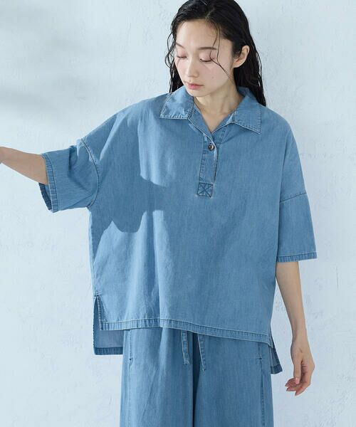 COMME CA ISM / コムサイズム シャツ・ブラウス | ツイル・デニム スキッパープルオーバー/セットアップ対応 | 詳細8