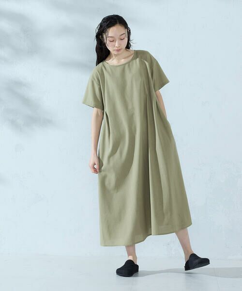 COMME CA ISM / コムサイズム ドレス | 半袖 アッパッパ（カーキ）